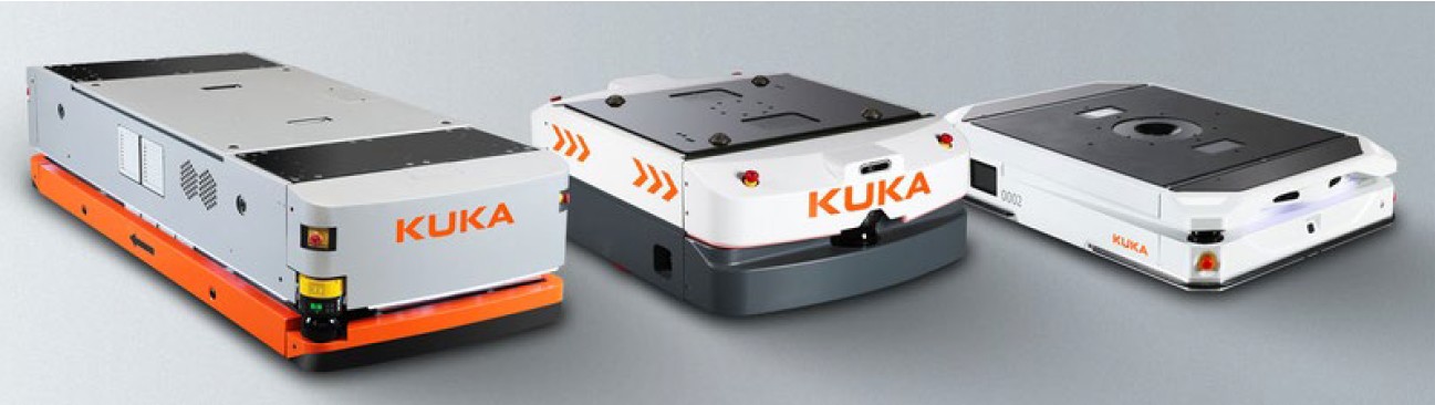 Uebersicht-KUKA-AMR-FTS-Fahrerlose-Transportsysteme-Integrator Übersicht der KUKA AMR und fahrerlosen Transportsysteme (FTS) für flexible Intralogistik und automatisierte Materialflüsse – integriert von momac Robotics.